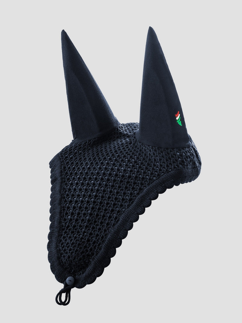 Equiline vliegenmuts extra lang Loop 3 horse logo blauw Donkerblauw Full