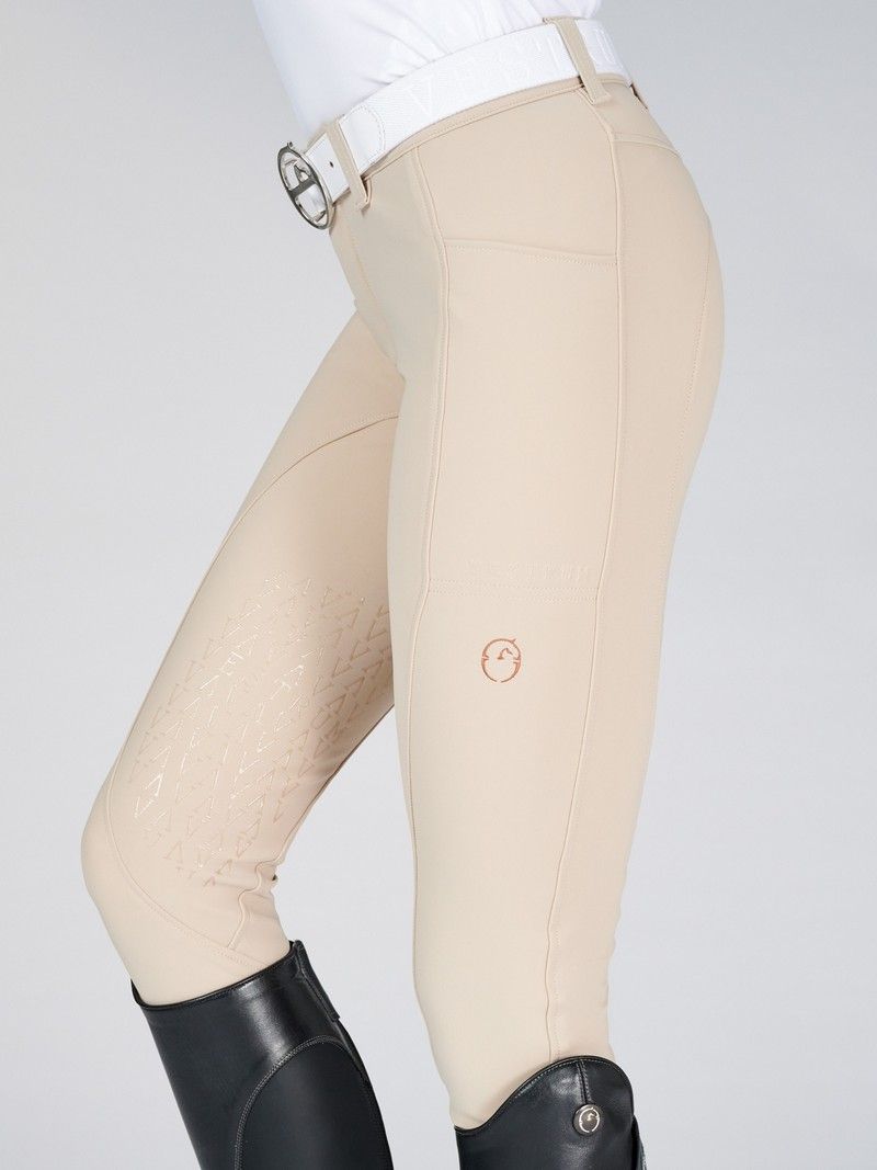 Pantalon d'équitation pour femmes Syracuse TK beige avec grip aux genoux