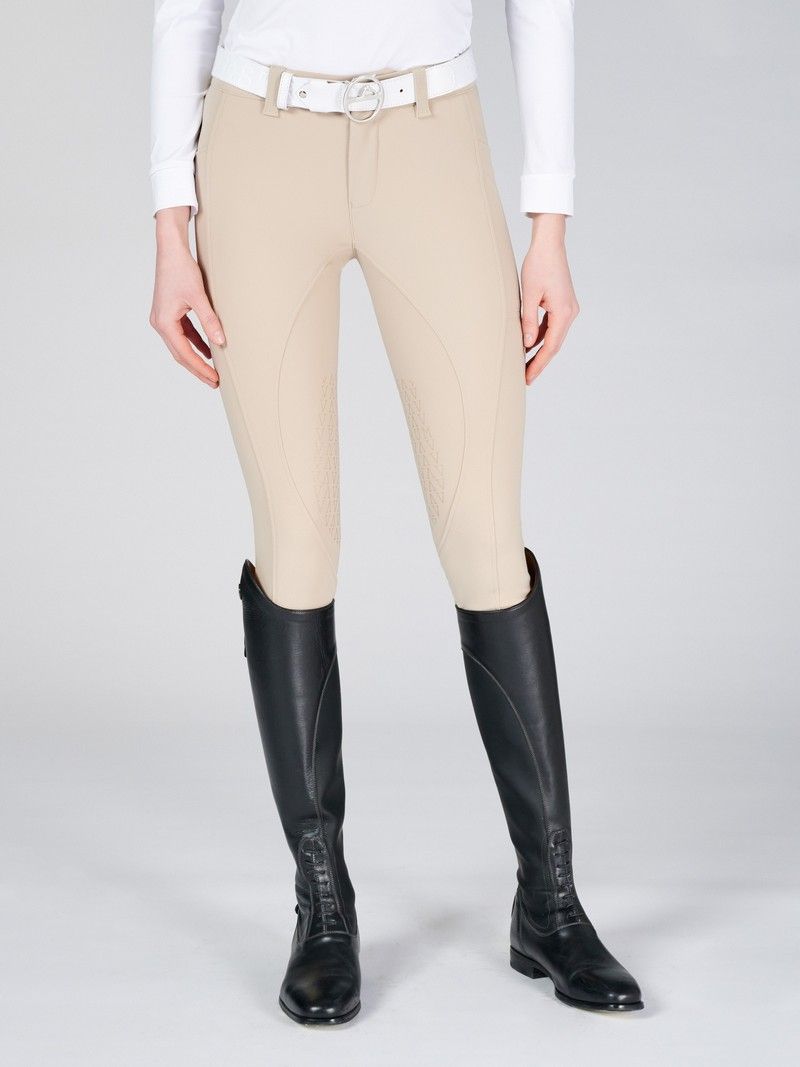 Pantalon d'équitation pour femmes Syracuse TK beige avec grip aux genoux