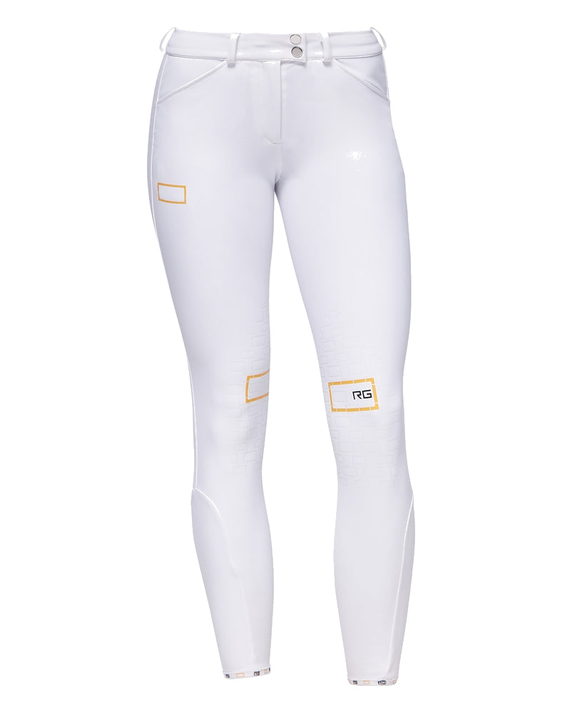 Pantalon d'équitation pour femmes avec grip aux genoux et taille haute blanc