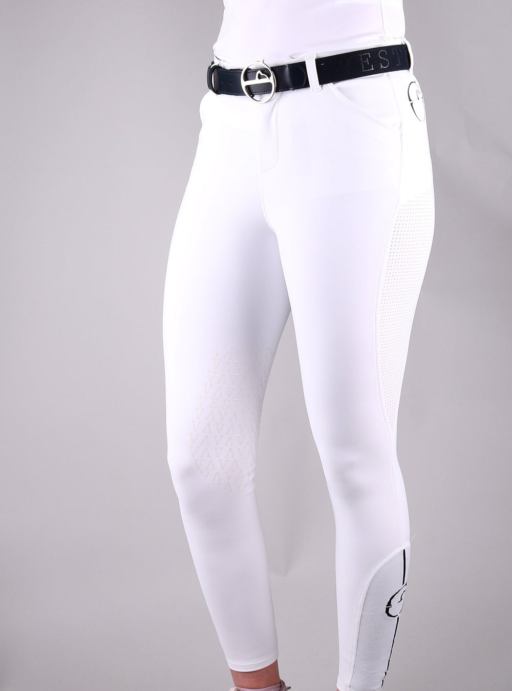 Pantalon d'équitation femme Ischia blanc avec grip aux genoux